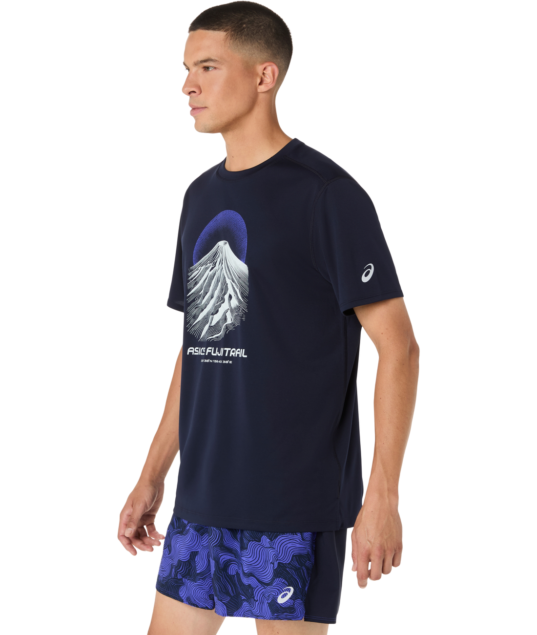 Asics Fujitrail Logo S/S Top midnight/cobalt burst Herrenmodell